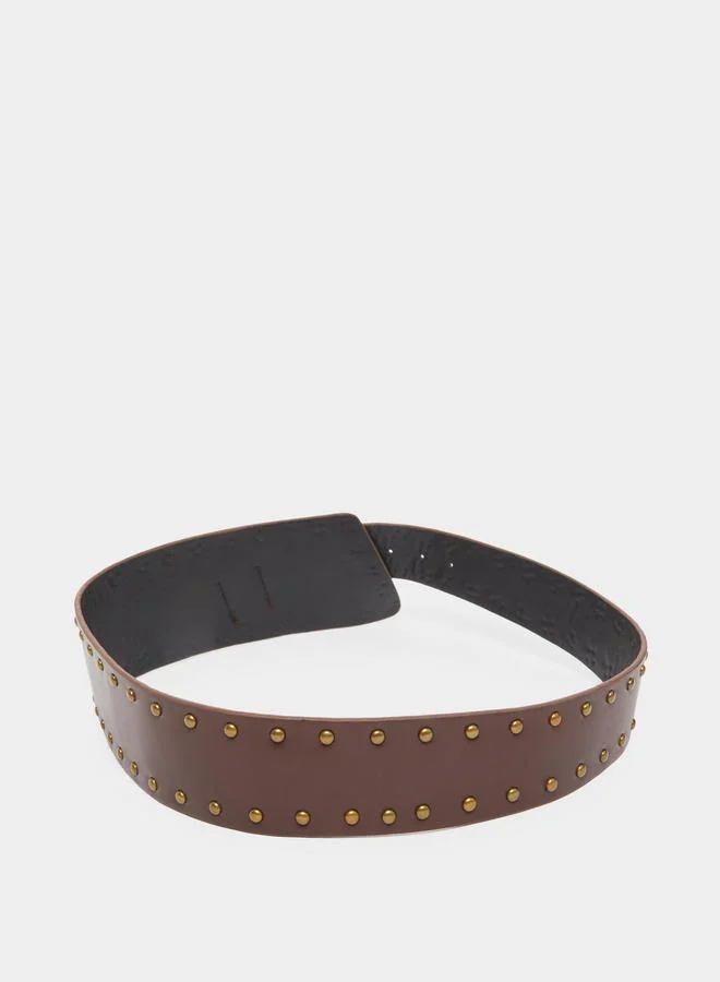 Styli Brown Studded Belt